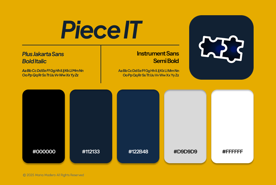 PieceIT — logo and palette selection